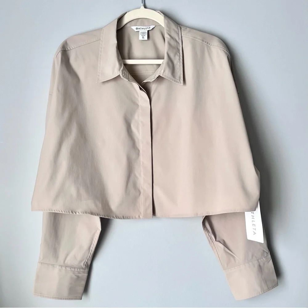 Athleta Midday Ultra Cropped Shirt | Khaki | Size XL